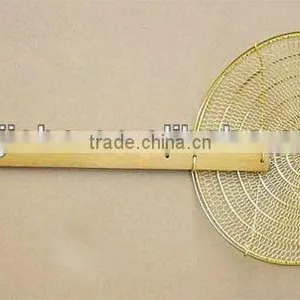 Bamboo Handle Brass Frying Skimmers thumbnail-1