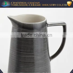 Cheap Black Glazed Stoneware Beer Pitcher With Stripe for Sale thumbnail-2