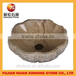 Beige Color Flower Shape Smarble Stone Basin thumbnail-1