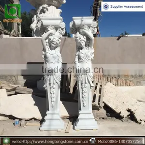Stone Carving Cheap White Marble Caryatids 2.4 Meters High thumbnail-1