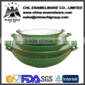 High Quality Smokeless Cast Iron Enamel Coating Wok thumbnail-4
