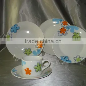 20pcs High Quality Round Ceramic Dinner Sets With Flower Printing thumbnail-3