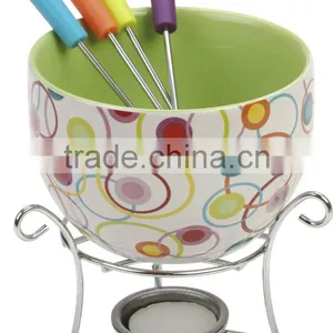 Enamel Cast Iron Fondue Set thumbnail-1