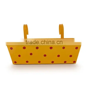 Powder Coated Metal Iron Planters | Polka Dot Rectangle Railing Planter thumbnail-4