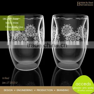 Made by Hand Ti-Borosilicate Unbreakable Dessert Couple Glass Cup thumbnail-3