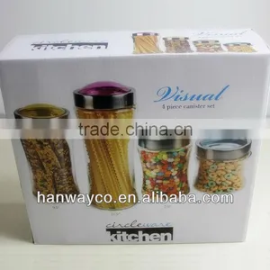 Stock 4pcs Canister Set Closeout Glass Storage Jars thumbnail-1