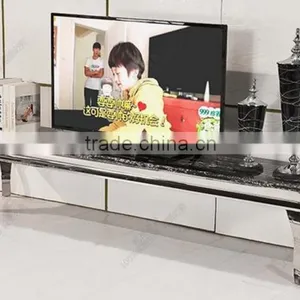 Hot Cake Marble Top TV Stand With Stainless Steel Frame thumbnail-1
