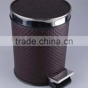 Printed Plastic Trash Can Stainless Steel Pedal Rubbish Bin Household Garbage Can thumbnail-2