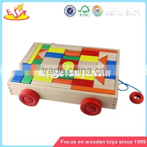 Wholesale Multi Colored Wooden Blocks Toy Car for Kids Superior Quality Wooden Blocks Pull Car Toy for Baby W13C014 thumbnail-1