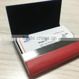 Double Sides pu Leather&Metal Personalized Leather Business Card Holder Portable Business Card Holder thumbnail-5