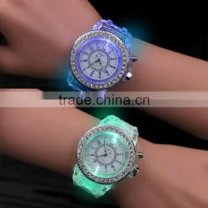 High Quality Free Sample Unisex Led Light Watch Colorful Silicone Strap Wristwatch thumbnail-2