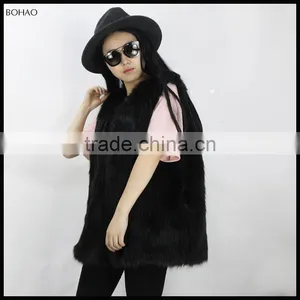 Latest Customized Winter Women Faux Fur Vest Black thumbnail-5