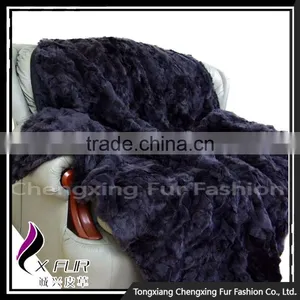 CX-D-03A Fur Throw Rex Rabbit Fur Royal Fluffy Blanket Genuine Fur Blanket thumbnail-5