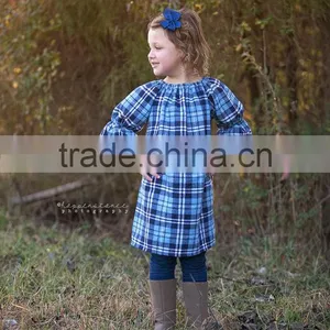 Hot Selling Children Clothes Frock Design Plaid 100% Cotton Fancy Kids Summer Dress thumbnail-4