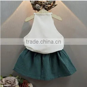 2107 New Design Kids Clothes Two Pieces Vintage Linen Girl Boutique Clothing Fashion Brand Baby Clothing Set thumbnail-2