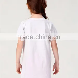 Hot Sale Long Style Girls White Print Letters Short Sleeve T-shirt With 100% Cotton Fabric thumbnail-2