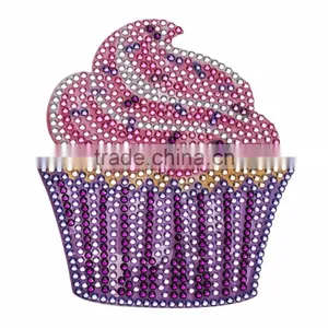 High Quality Cartoon Cake Happy Birthday Rhinestone/Acrylic /Gem Stone Glitter Sticker Wall Decals DIY thumbnail-1