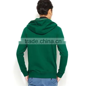 Men Stylish Green Zip up Hoodie Wholesale Blank Pullover Hoodies thumbnail-2