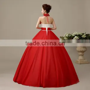 MGOO Dream Red Color Chinese Style Fairy Dancing Dress Halter Puff Prom Dress For Ladies L000122 thumbnail-6
