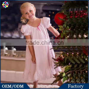 Fashion Children Frock Designs 100% Cotton Nignhtgown Pink Plaid Maxi Dress of Sleepwear thumbnail-1