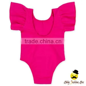 Summer Plain White Kids Flutter Sleeve Ruffle Design Infant Soft Cotton Baby Girl One Piece Blank Bodysuit Jumpsuit Petti Romper thumbnail-2