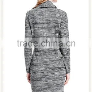 Yihao Ladies New Winter Heaps Collar Long Sleeve Casual Shift Midi Dress 2015 thumbnail-2
