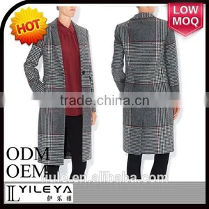 Houndstooth Pattern Designed Ladies Winter Long Coat thumbnail-1