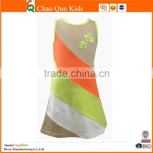 Knitted Twill Stripes Splice Yarn Dyed Child Maxi Dress for Fashion Girls of 7-14 thumbnail-1
