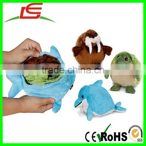 3 in One Quick Flip Reversible Plush Toy Turtle Dolphin Walrus Pop Out Pets Ocean thumbnail-5