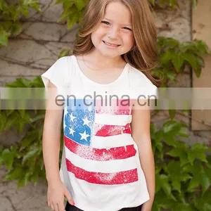 Ivory Girls American Flag Print Tee,plain Tee,knit Tee Custom thumbnail-1