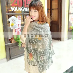 2015fashion Style Newest High Quality Silk Georgette Digital Printing Cape(SP886BL) thumbnail-1