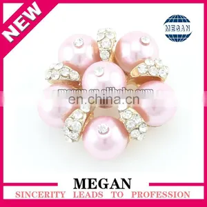 Wholesale Flower Pearl Rhinestone Button Flat Back thumbnail-1