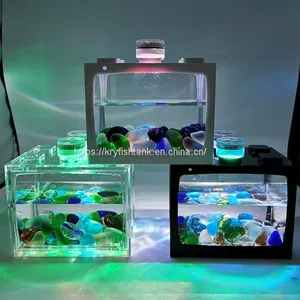 Jelly Fish Tank Aquarium Mood Night Light Color Change Jellyfish Table Lamp for Kids Home Office Decor Magic Lamp for Gift thumbnail-1