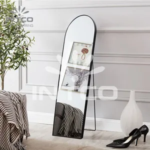 Modern Arched Full Length Mirror With Stand, Framed Full Length Mirror, Aluminum Framed Full Length Mirror thumbnail-1