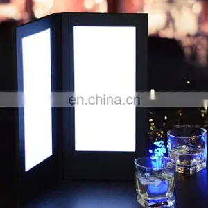 White Color Rechargeable Magnetic Acrylic Leather Material Restaurant Hotel Double Side Lighting LED Menu thumbnail-4