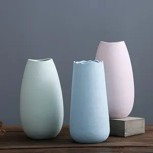 Nordic Modern Simple Minimalism Hand Made Green Blue Pink Ceramic Vase For Hallway Decor thumbnail-1