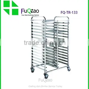 Double Line Stainless Steel Gastronorm Pan Rack Tray Trolley Bakery Trolley thumbnail-5