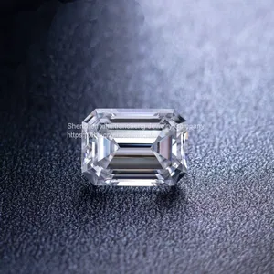 VS+ Emerald Cut Moissanite White E/F Color Moissanite Faceted Emerald Moissanite Loose Stone for Pendant/Ring Jewelry thumbnail-1