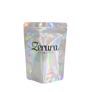 Mylar Stand up Aluminum Foil Holographic Bag With Tear Notch and Zip thumbnail-1