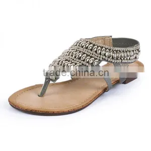 C89522A European Women Bohemia Beaded Falt Sandals Big Size Lady Shoes thumbnail-2