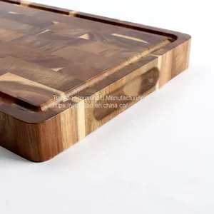 Acacia Wood Mini Cutting Board Rectangle End Grain Butcher Block Wooden Kitchen Chopping Board thumbnail-3