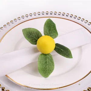 New Artificial Lemon Fruit Napkin Ring for Wedding Decor Party Dinning Table Cloth Decoration thumbnail-2