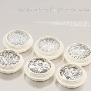 Nail Enhancement Sparkling Silver Foil Powder Shining Galaxy High Light Fragment Powder Ultra Thin Nail Sequins 6 Bottle Set thumbnail-1