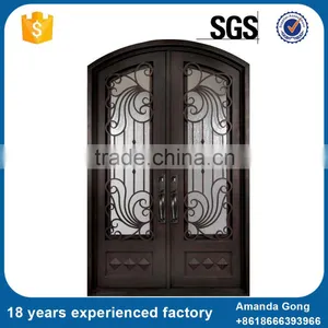 Wrought Iron Arch Top Double Entry Door thumbnail-1
