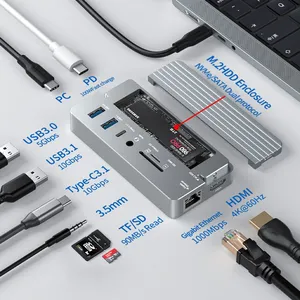 USB-C HUB 10-in-1 Docking Station With M.2 NVME and SATA SSD Enclosure thumbnail-4