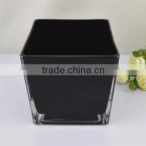 Black Lacquer Cube Glass Vase thumbnail-1