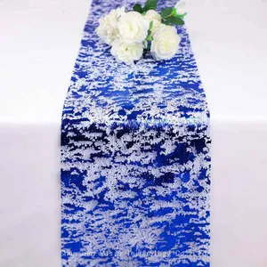 Luxurious Gold Foil Embossed Mesh Table Runner for Festive Party Wedding Banquet Decor thumbnail-1