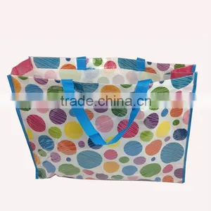 Colorful Round Dot Design Easy Clean Pvc Coated Cotton Shopping Bag thumbnail-1