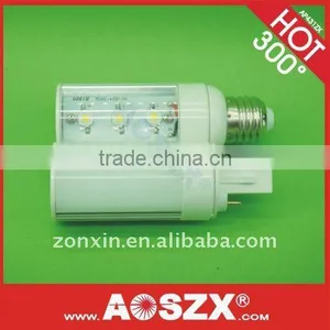 2011 NEWEST 3W 300LM G24 LED PL Light Bulb Aluminum +OMMA E27 E26 LED PL Bulb B22 B14 DC12V 24V thumbnail-1