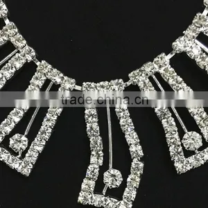2016 Luxury Wholese Silver Chain Designs Crystal Necklace Earring Set For Ladies thumbnail-2